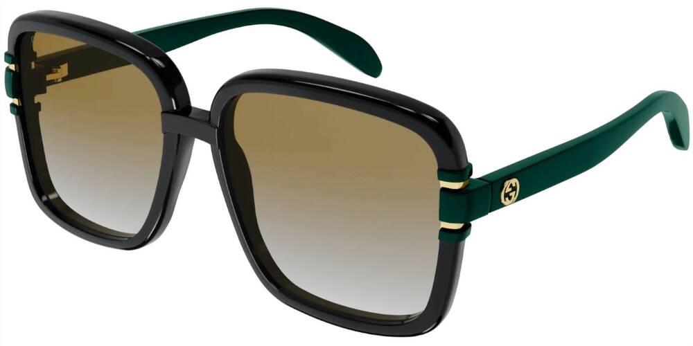 NEW GUCCI women's gg1066s square sunglasses in black - green